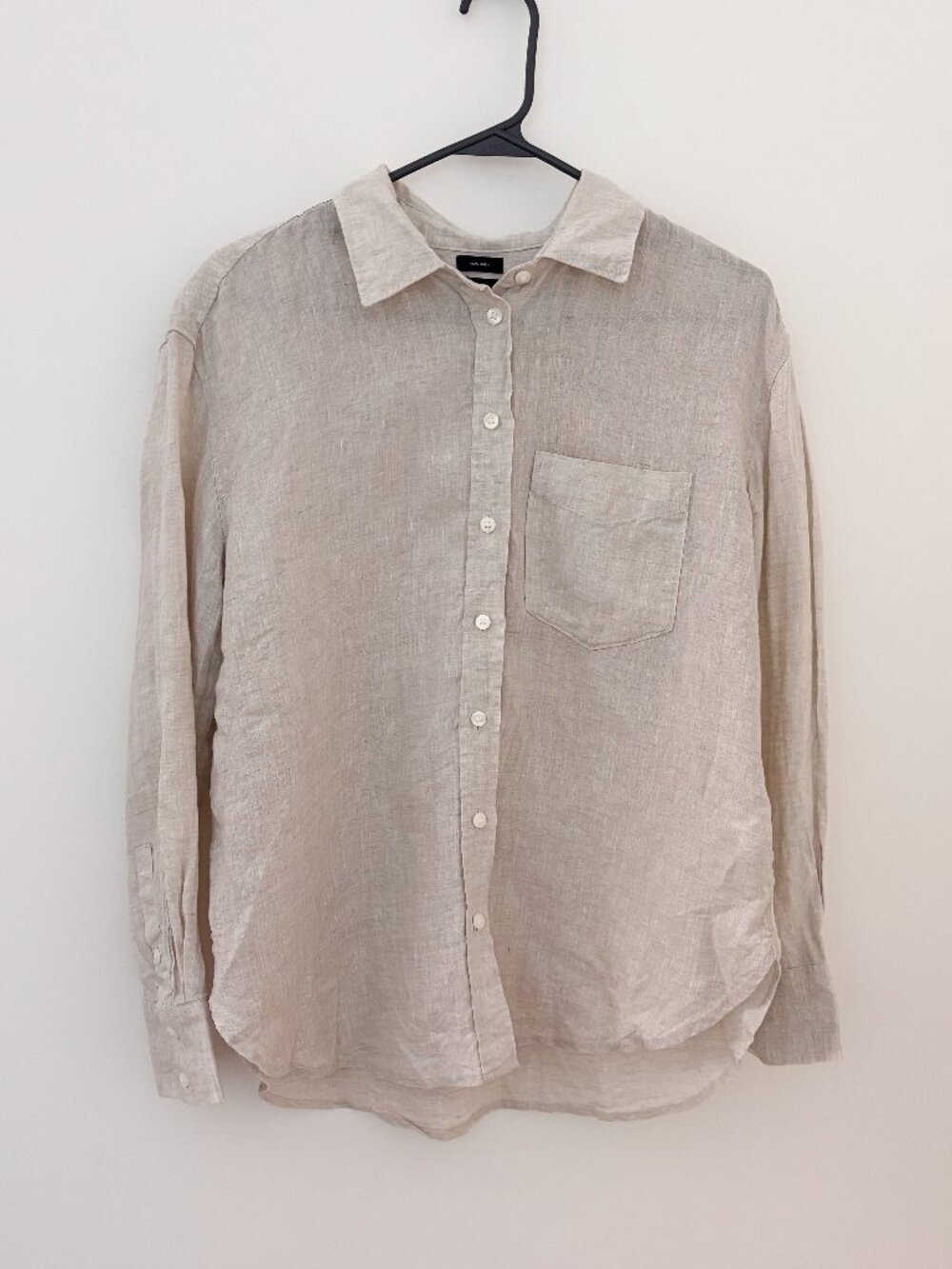 GAP 100% Linen Button Down Shirt Small Natural Beige Relaxed Coastal Top NWOT